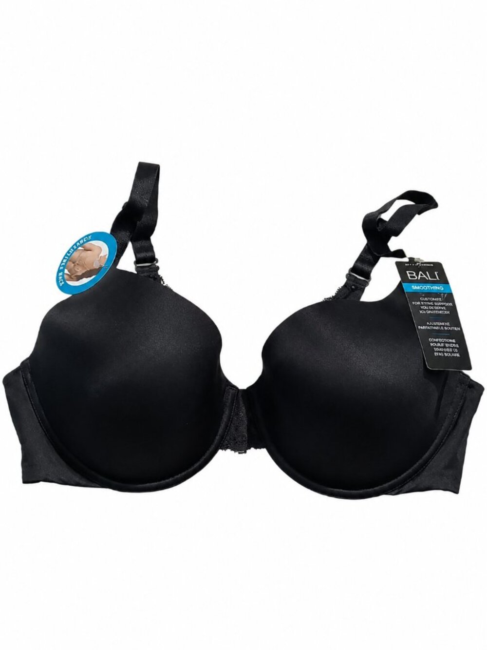 SIZE 40B black bra. BALI Smoothing bra. Padded Cushioned Underwire bra "No Poke"